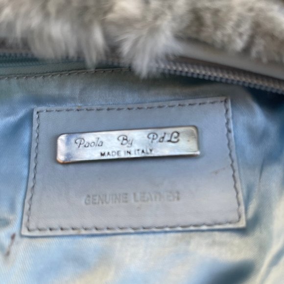 Made in Italy Genuine Blue Mink Fur Bag by Paola by PDL - Picture 9 of 10